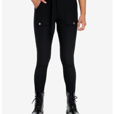 Black Belt Thigh Pocket Tapered Pants