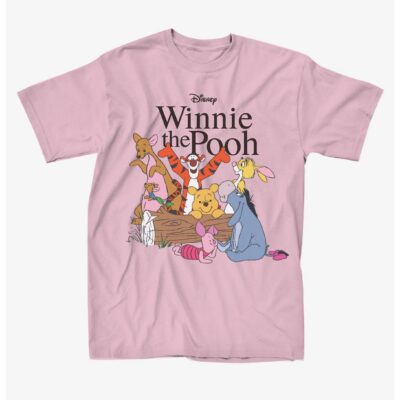 Disney Winnie The Pooh Group Pink Boyfriend Fit Girls T-Shirt