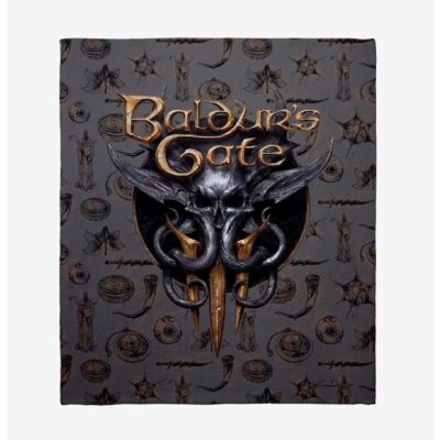 Dungeons & Dragons Baldur’s Gate 3 Title Pattern Throw Blanket