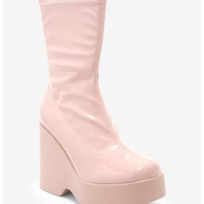 Yoki Blush Pink Patent Boots