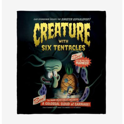 SpongeBob SqarePants Creature With The Six Tentacles B-Movie Poster Throw Blanket