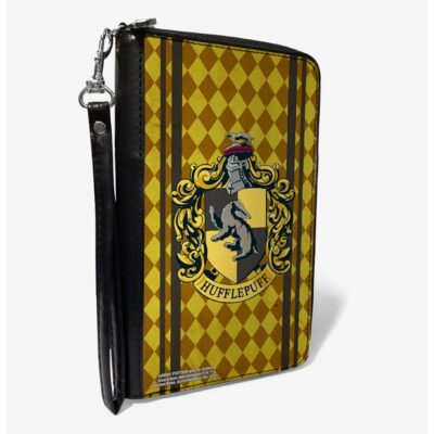 Harry Potter Hufflepuff Crest Stripes Diamonds Zip Around Wallet