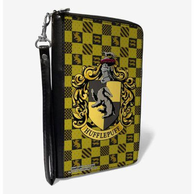 Harry Potter Hufflepuff Crest Heraldry Checkers Zip Around Wallet