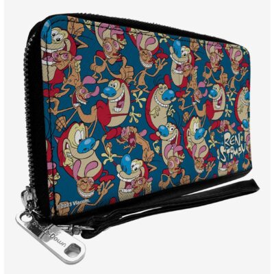 Ren and Stimpy Multi Pose Collage Zip Around Wallet