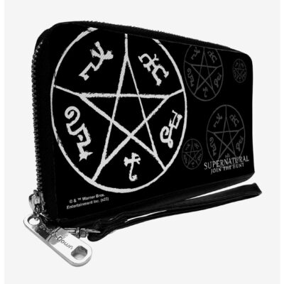 Supernatural Devils Trap Symbol Scattered Zip Around Wallet