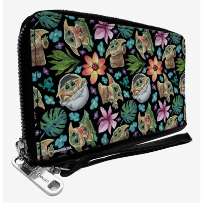 Star Wars The Mandalorian The Child Poses and Floral Zip Around Wallet