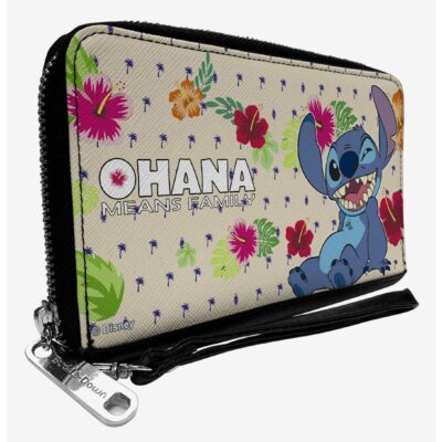 Disney Lilo & Stitch Wink Ohana Family Tropical Zip Around Wallet